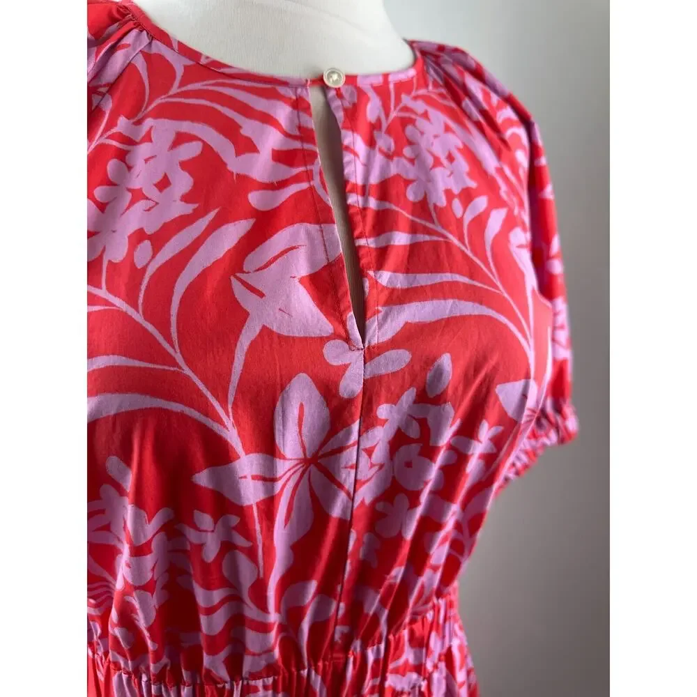 Voyageur by Mersea Hedy Tropical Floral Vine Tiered Midi Maxi Dress Mer Sea XL - Picture 7 of 14